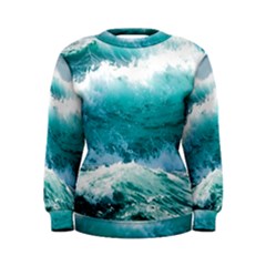 Ai Generated Waves Ocean Sea Tsunami Nautical Blue Sea Women s Sweatshirt by Ravend