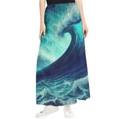 Ai Generated Waves Ocean Sea Tsunami Nautical Fantasy Maxi Chiffon Skirt