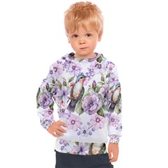 Hummingbird In Floral Heart Kids  Hooded Pullover by augustinet
