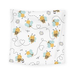 Bee Art Pattern Design Wallpaper Background Print Square Tapestry (small)