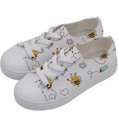 Bee Art Pattern Design Wallpaper Background Print Kids  Low Top Canvas Sneakers by Ravend