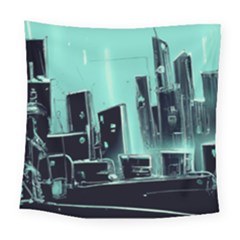Buildings City Urban Destruction Background Square Tapestry (large)