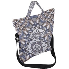 Flower Art Decorative Mandala Pattern Ornamental Fold Over Handle Tote Bag