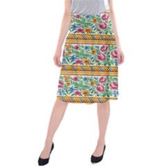 Flower Fabric Fabric Design Fabric Pattern Art Midi Beach Skirt by Ravend
