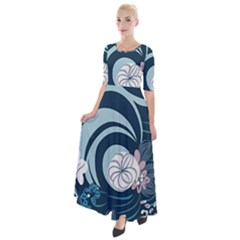 Flowers Pattern Floral Ocean Abstract Digital Art Half Sleeves Maxi Dress