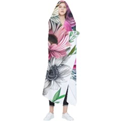 Charming Watercolor Flowers Wearable Blanket by GardenOfOphir