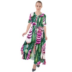 Attractive Watercolor Flowers Waist Tie Boho Maxi Dress by GardenOfOphir