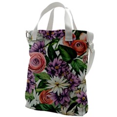 Brilliant Blushing Blossoms Canvas Messenger Bag by GardenOfOphir