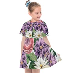 Brilliant Blushing Blossoms Kids  Sailor Dress by GardenOfOphir