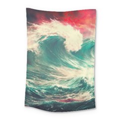 Storm Tsunami Waves Ocean Sea Nautical Nature Painting Small Tapestry by Ravend