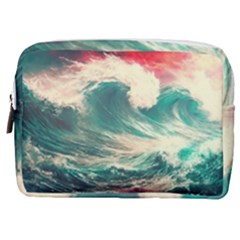 Storm Tsunami Waves Ocean Sea Nautical Nature Painting Make Up Pouch (medium)