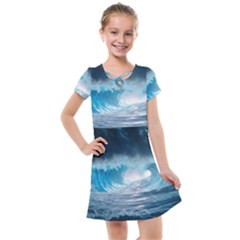 Thunderstorm Storm Tsunami Waves Ocean Sea Kids  Cross Web Dress