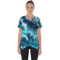 Thunderstorm Tsunami Tidal Wave Ocean Waves Sea Cut Out Side Drop Tee by Ravend