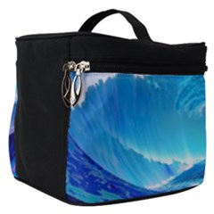 Tsunami Tidal Wave Ocean Waves Sea Nature Water Blue Make Up Travel Bag (small) by Ravend