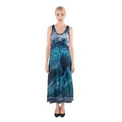 Tsunami Waves Ocean Sea Water Rough Seas 6 Sleeveless Maxi Dress by Ravend