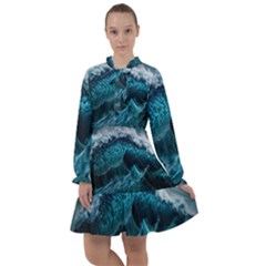 Tsunami Waves Ocean Sea Water Rough Seas 6 All Frills Chiffon Dress by Ravend
