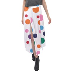 Polka Dot Velour Split Maxi Skirt by 8989