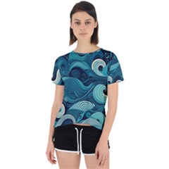 Waves Ocean Sea Abstract Whimsical Abstract Art Open Back Sport Tee by Ravend