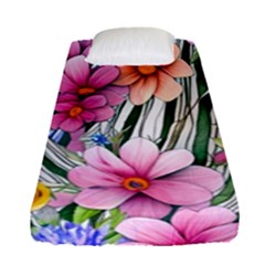 Beautiful Big Blooming Flowers Watercolor Fitted Sheet (single Size) by GardenOfOphir