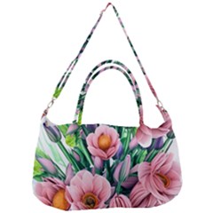 Azure Watercolor Flowers Removal Strap Handbag by GardenOfOphir