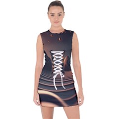 Ai Generated Swirl Space Design Fractal Light Art Lace Up Front Bodycon Dress