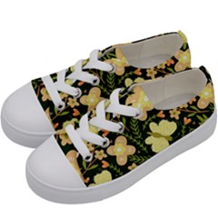 Flowers Rose Blossom Pattern Creative Motif Kids  Low Top Canvas Sneakers