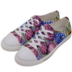 Broken And Budding Watercolor Flowers Women s Low Top Canvas Sneakers by GardenOfOphir