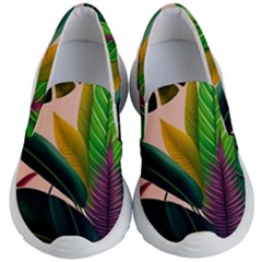 Ai Generated Tropical Leaves Foliage Wallpaper Kids Lightweight Slip Ons by Ravend