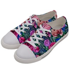 Bright And Brilliant Watercolor Flowers Men s Low Top Canvas Sneakers by GardenOfOphir