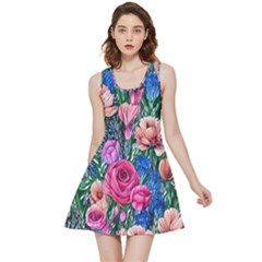 Bright And Brilliant Watercolor Flowers Inside Out Reversible Sleeveless Dress by GardenOfOphir