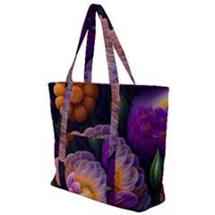 Ai Generated Flowers Plants Petals Buds Zip Up Canvas Bag