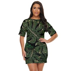 Monstera Plant Tropical Jungle Leaves Pattern Just Threw It On Dress