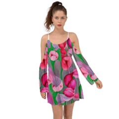 Mysterious And Enchanting Watercolor Flowers Boho Dress