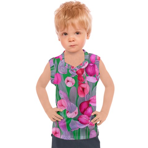 Mysterious And Enchanting Watercolor Flowers Kids  Sport Tank Top by GardenOfOphir
