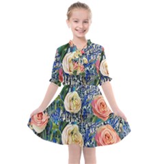 Captivating Watercolor Flowers Kids  All Frills Chiffon Dress by GardenOfOphir