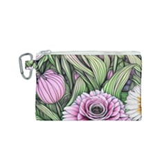 Sumptuous Watercolor Flowers Canvas Cosmetic Bag (small) by GardenOfOphir