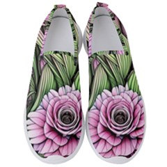 Sumptuous Watercolor Flowers Men s Slip On Sneakers by GardenOfOphir