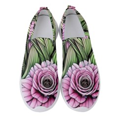Sumptuous Watercolor Flowers Women s Slip On Sneakers by GardenOfOphir