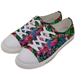 Dazzling Watercolor Flowers Men s Low Top Canvas Sneakers by GardenOfOphir