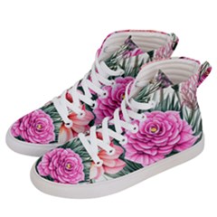 Color-infused Watercolor Flowers Women s Hi-top Skate Sneakers by GardenOfOphir