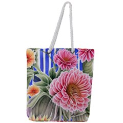 Choice Watercolor Flowers Full Print Rope Handle Tote (large) by GardenOfOphir