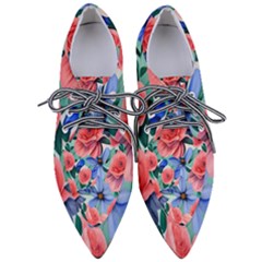 Classy Watercolor Flowers Pointed Oxford Shoes by GardenOfOphir