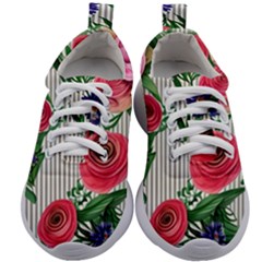 Cheerful Watercolor Flowers Kids Athletic Shoes by GardenOfOphir
