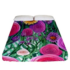 Charming Watercolor Flowers Fitted Sheet (california King Size) by GardenOfOphir