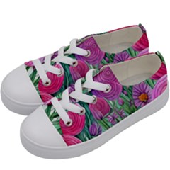 Charming Watercolor Flowers Kids  Low Top Canvas Sneakers by GardenOfOphir