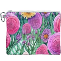 Charming Watercolor Flowers Canvas Cosmetic Bag (xxxl) by GardenOfOphir