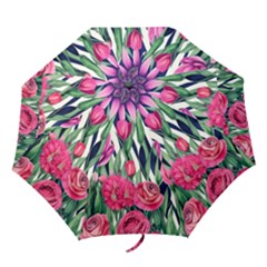 Classy Botanicals – Watercolor Flowers Botanical Folding Umbrellas by GardenOfOphir