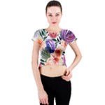 Country-chic Watercolor Flowers Crew Neck Crop Top
