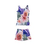 Country-chic Watercolor Flowers Kids  Boyleg Swimsuit