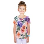 Country-chic Watercolor Flowers Kids  One Piece Tee